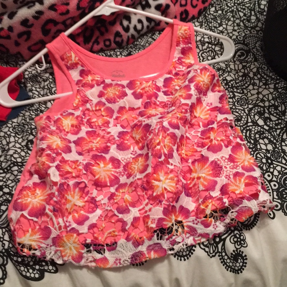 A floral pink tank top
